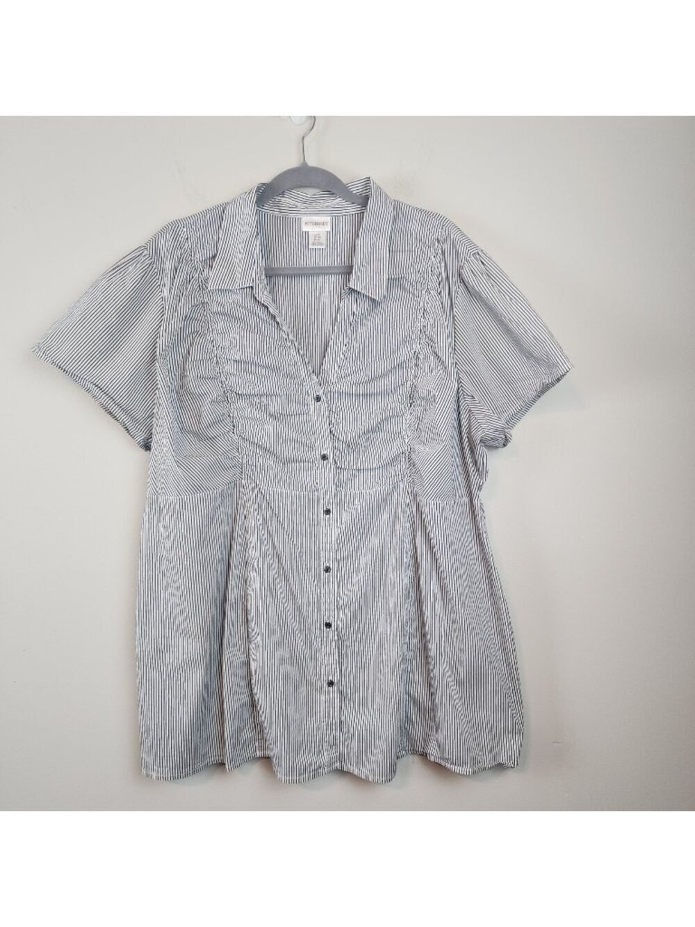 Motherhood Maternity short sleeve button up shirt stripes plus size 2XL office